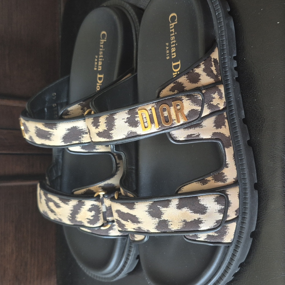 Dior Black and Tan Patterned Sandals - Picture 4 of 5